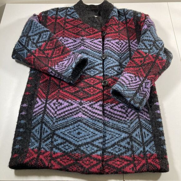 Hilda Ltd Sweater Women Cardigan S Wool Icelandic Iceland Aztec Nordic Fair Isle - Picture 1 of 9